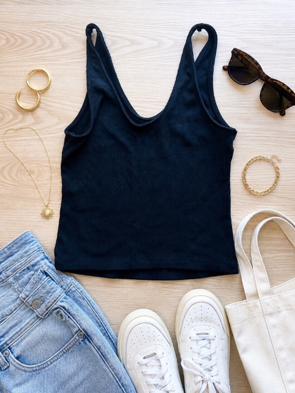 Abercrombie & Fitch Ribbed Black Tank Top - Size Small